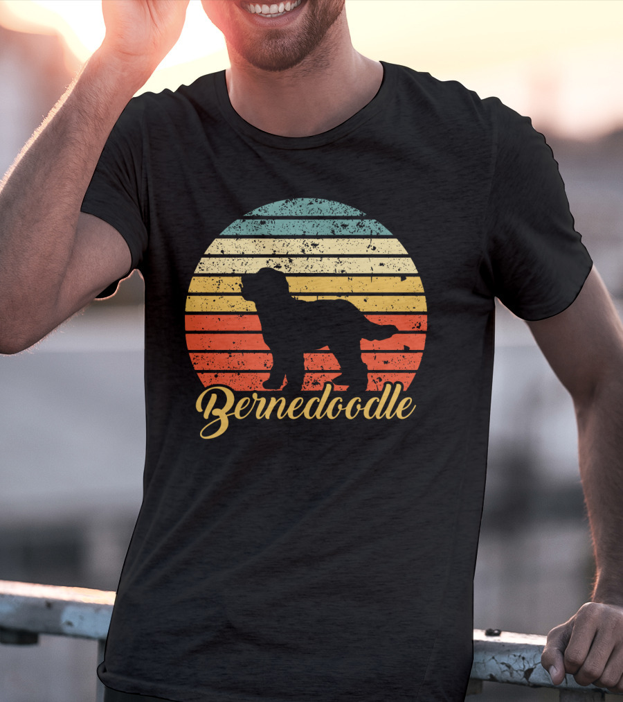 Retro Striped Bernedoodle T-Shirt
