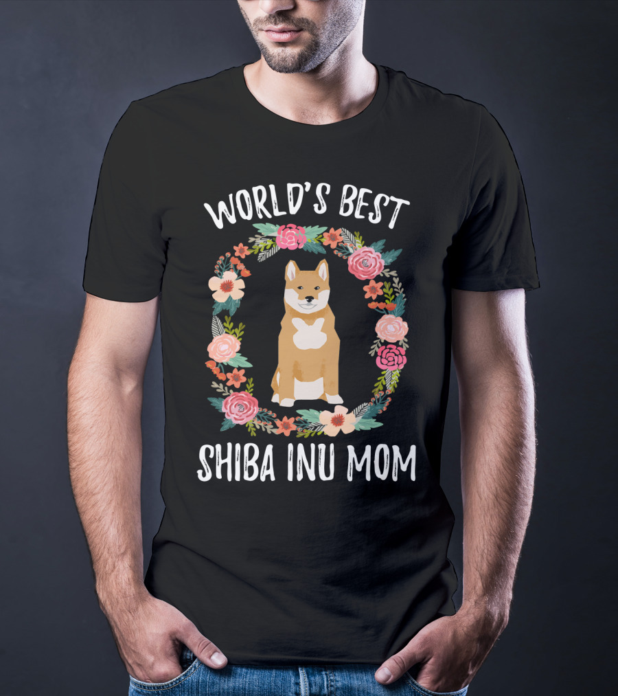 World's Best Shiba Inu Mom Floral T-Shirt