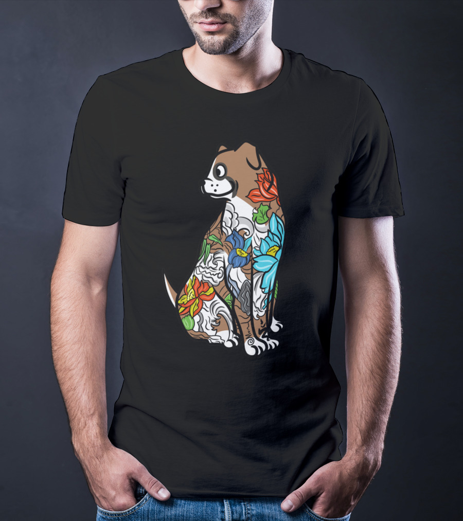 Boxer Tattoo Floral Colorful T-Shirt