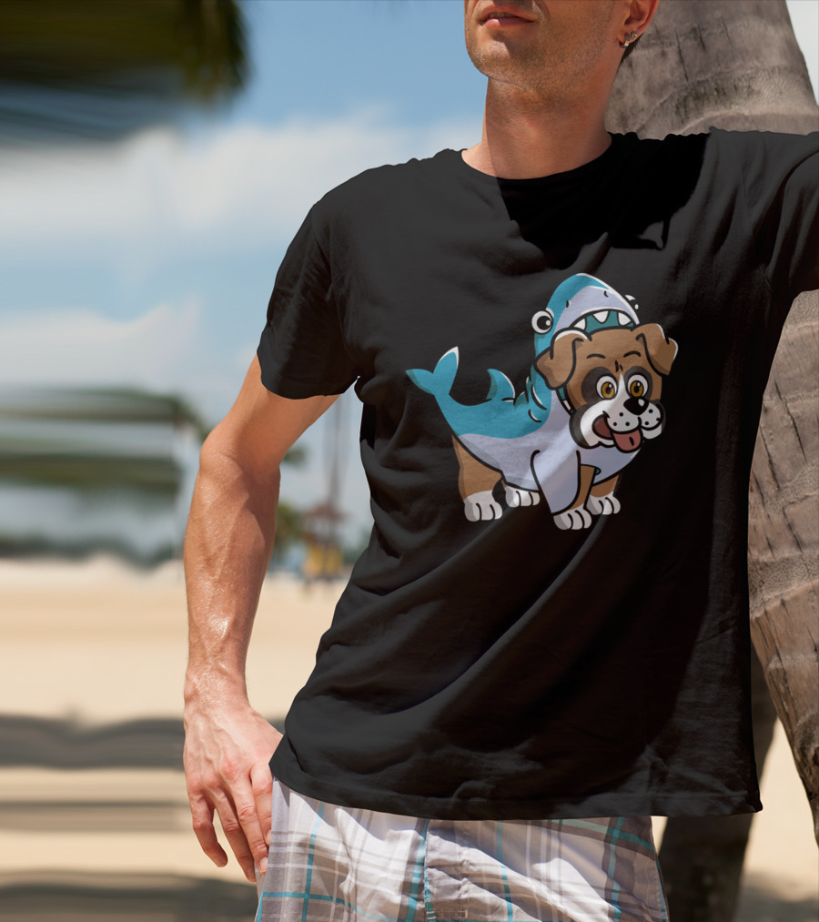Friendly Boxer Dog In Shark Costume Playfully Walking T-Shirt
