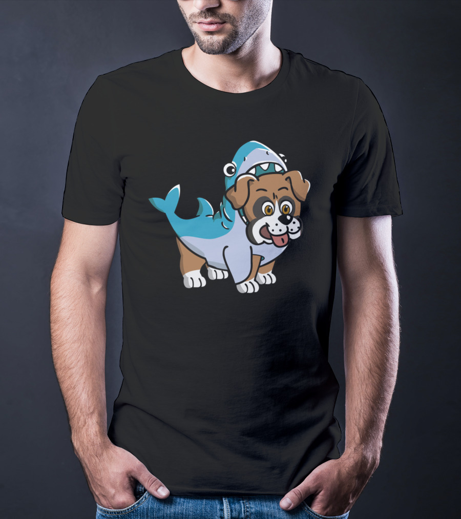 Friendly Boxer Dog In Shark Costume Playfully Walking T-Shirt