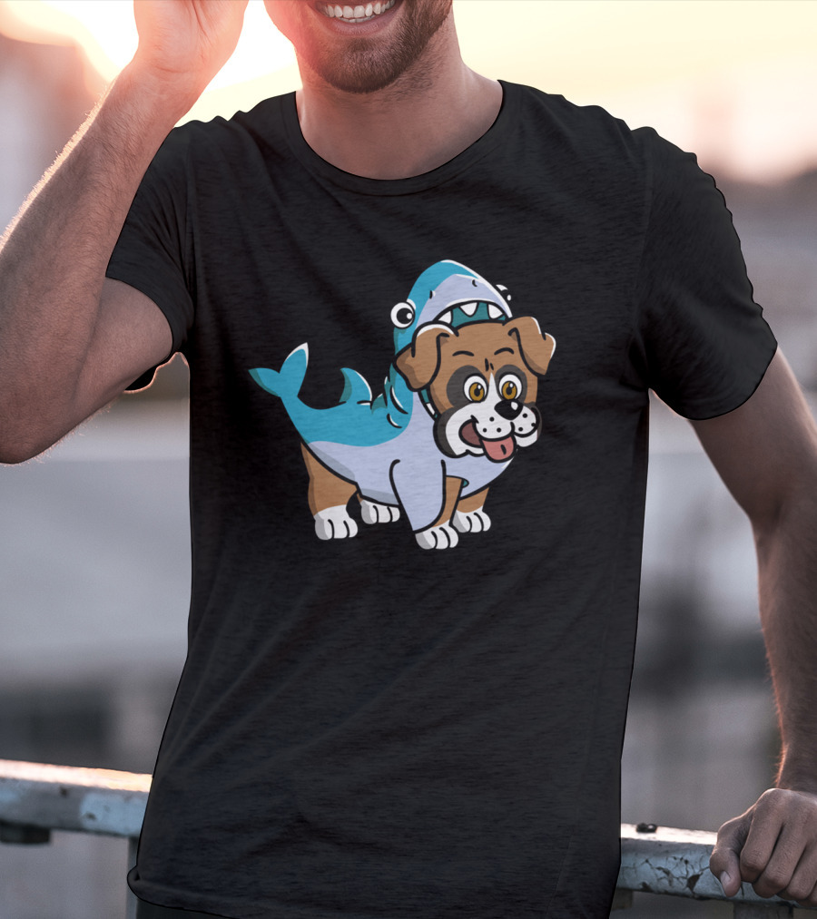 Friendly Boxer Dog In Shark Costume Playfully Walking T-Shirt
