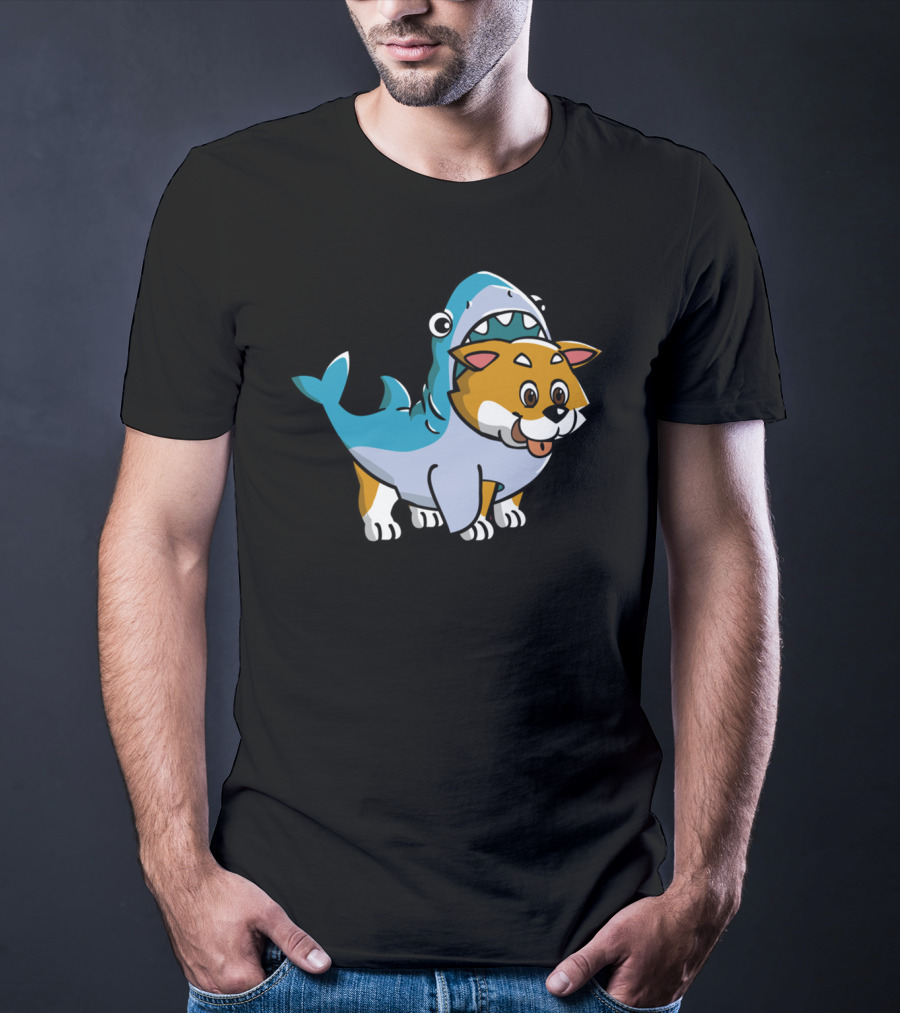 Shiba Inu Shark Costume Fusion Fun T-Shirt