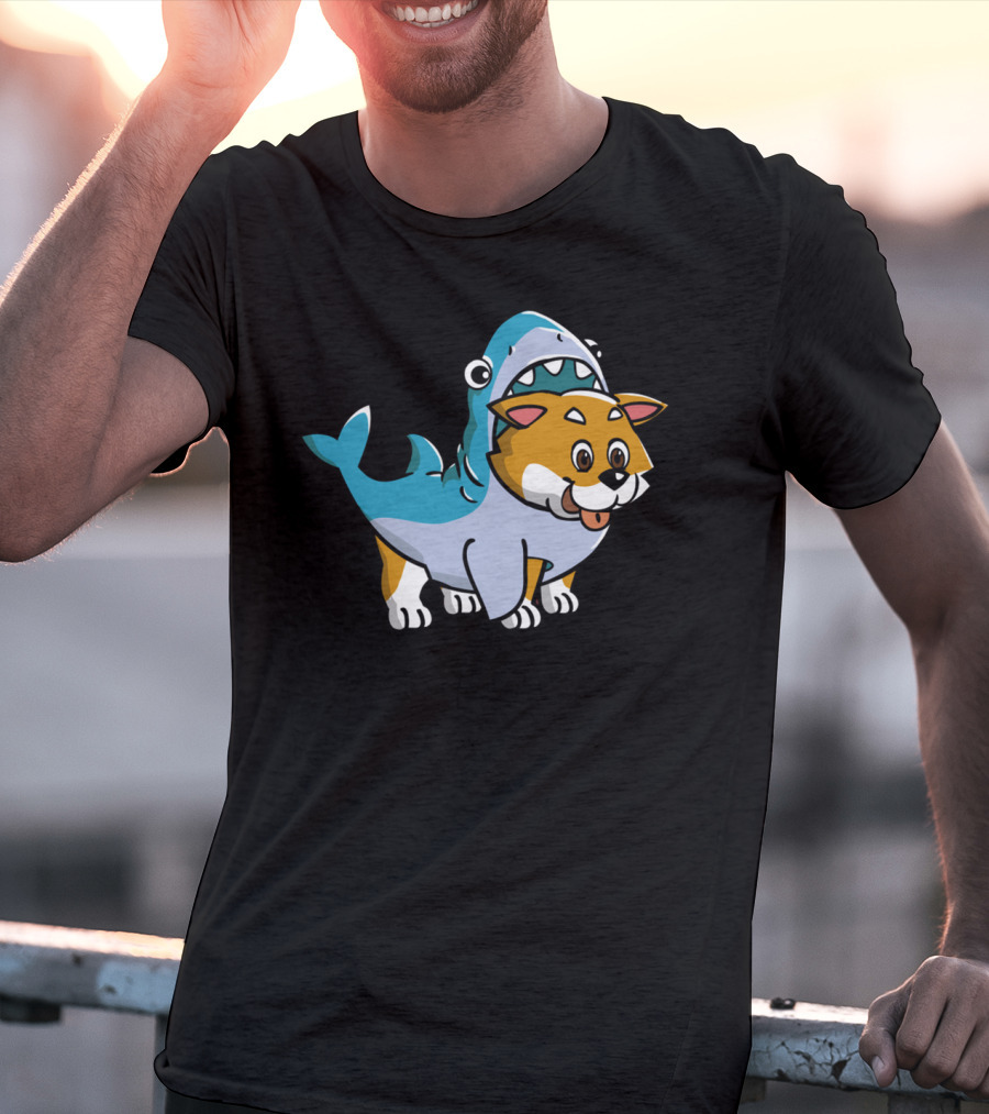 Shiba Inu Shark Costume Fusion Fun T-Shirt