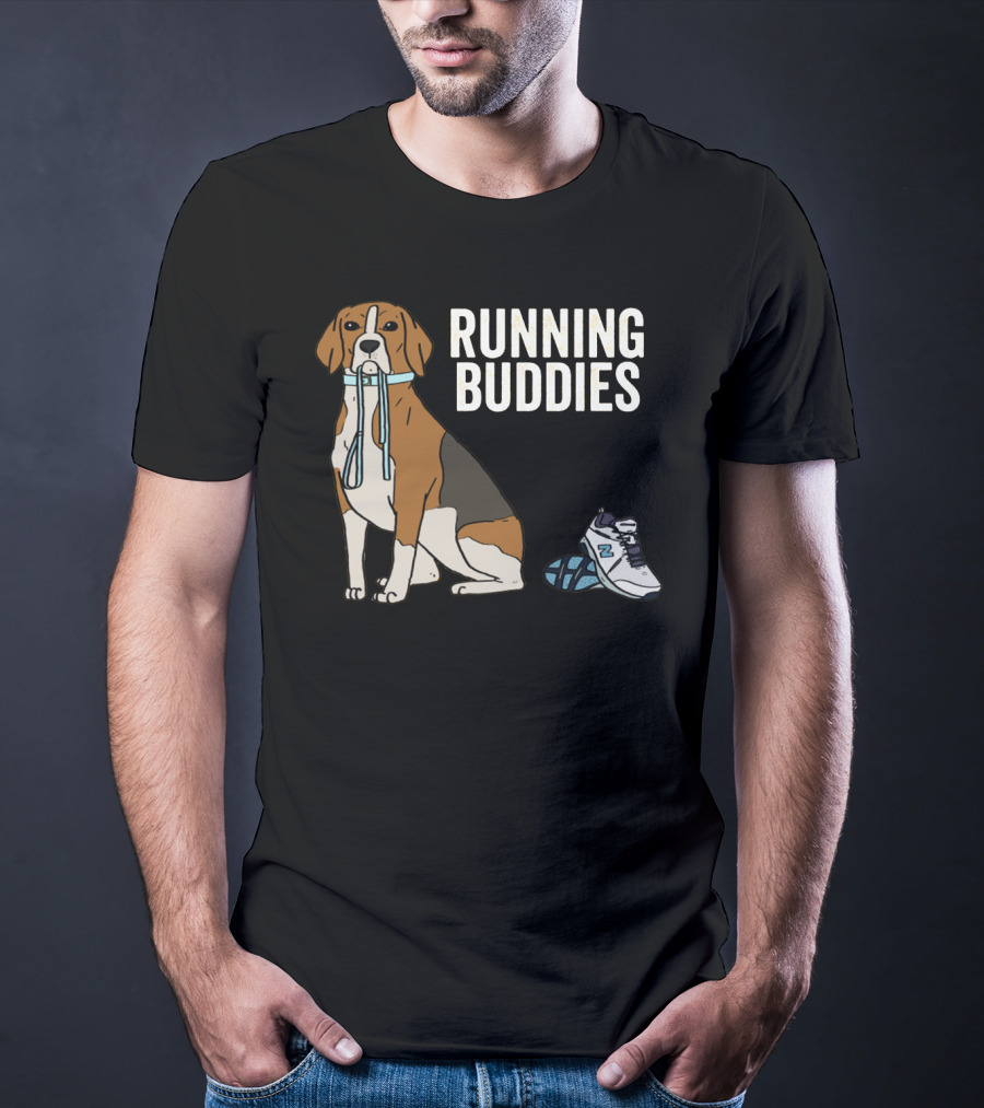 Beagle Running Buddies With Shoe And Leash T-Shirt