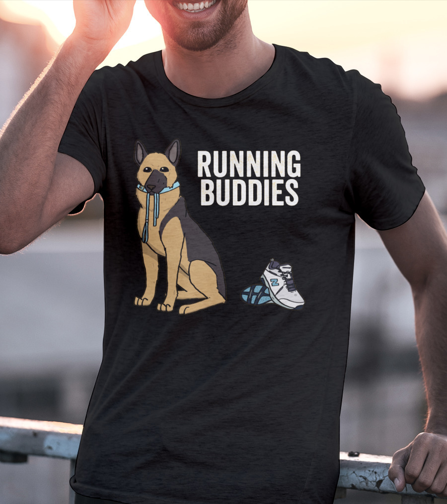 German Shepherd Running Buddies With Shoes And Collar T-Shirt