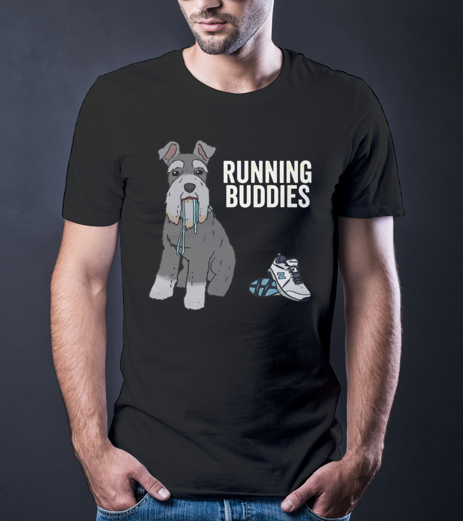 Schnauzer Running Buddies With Athletic Shoes And Laces T-Shirt