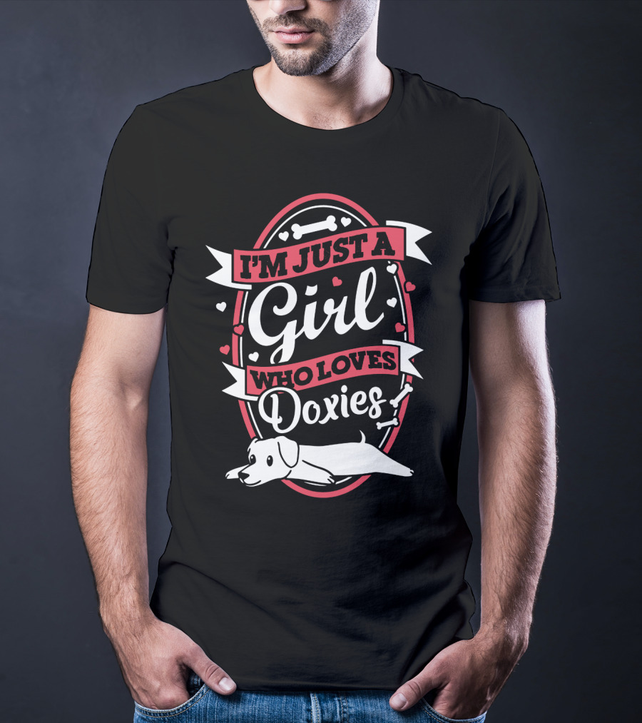 I'm Just A Girl Who Loves Doxies With Bone And Heart Accents T-Shirt