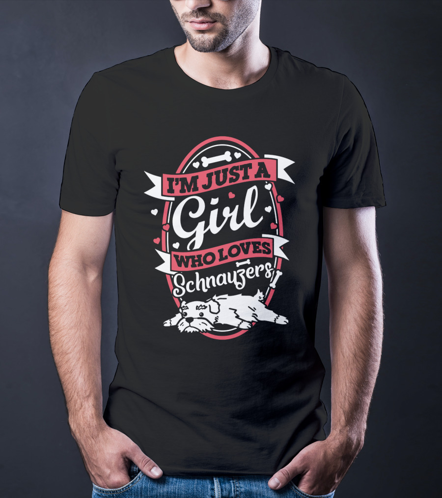 I'm Just A Girl Who Loves Schnauzers With Heart And Bone Accents T-Shirt