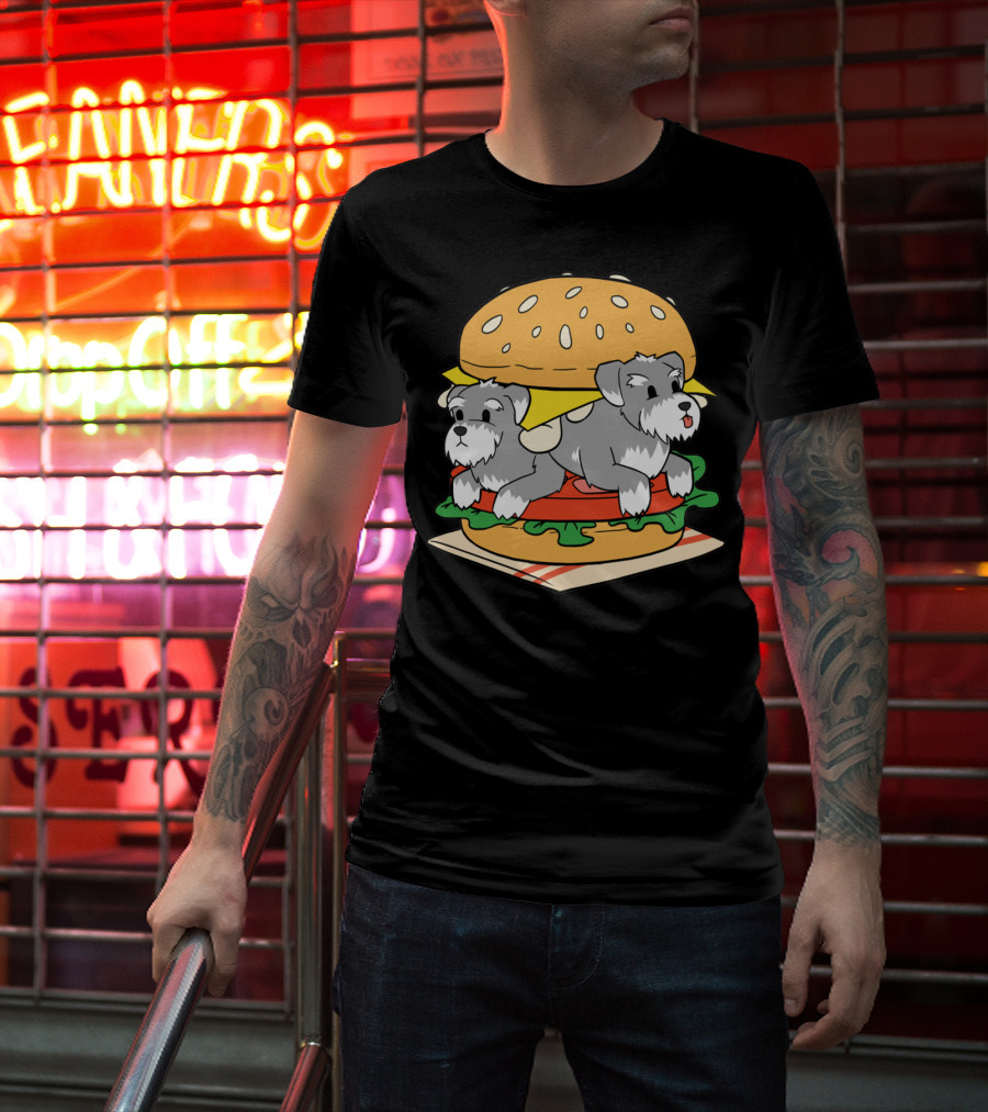 Schnauzer Double Hamburger With Cheese, Lettuce, And Tomato T-Shirt