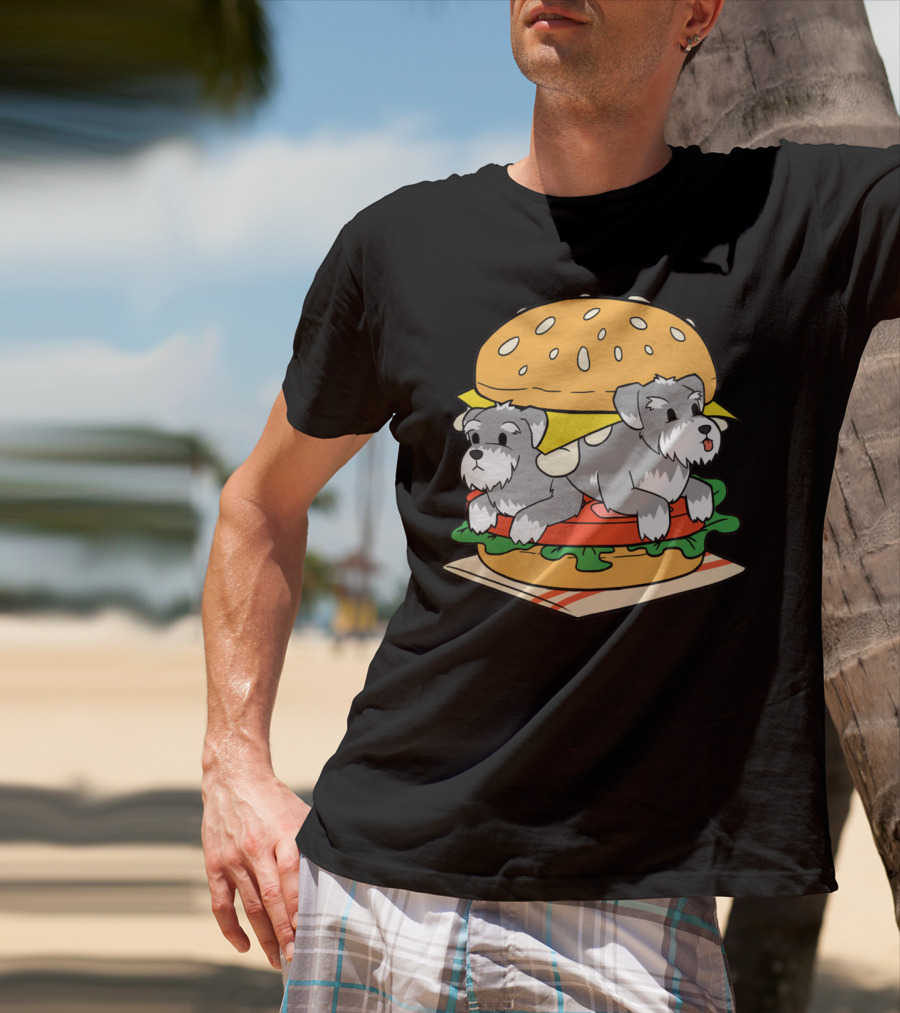 Schnauzer Double Hamburger With Cheese, Lettuce, And Tomato T-Shirt