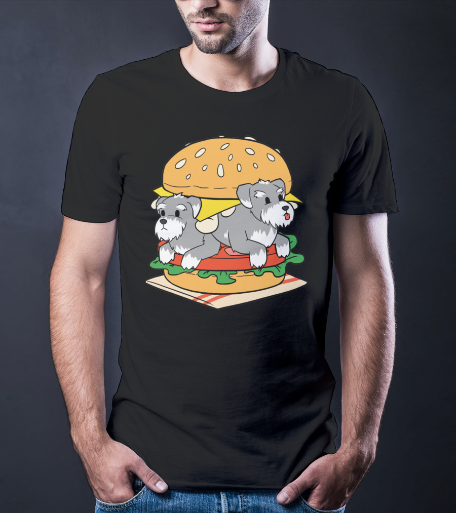 Schnauzer Double Hamburger With Cheese, Lettuce, And Tomato T-Shirt
