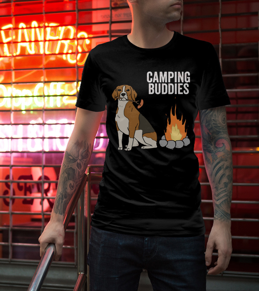 Campground Adventure With Beagle And Campfire Buddies T-Shirt