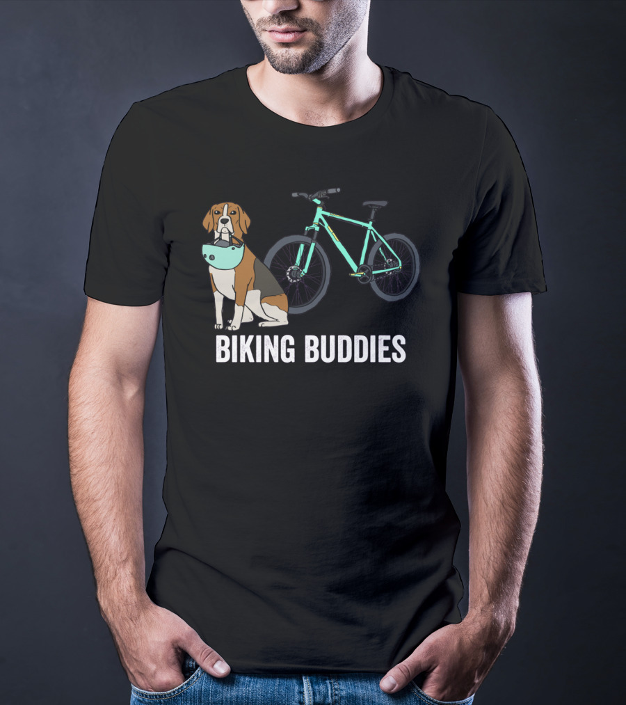 Beagle Biking Buddies With Teal Bicycle T-Shirt