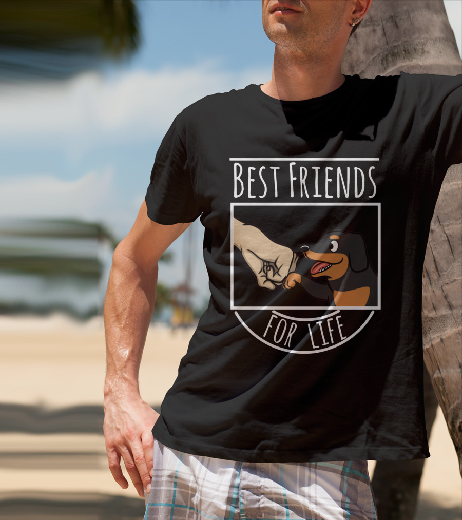 Best Friends For Life Dachshund Fist Bump Fun T-Shirt