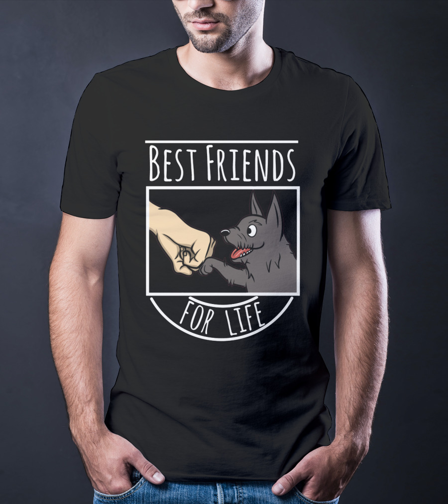 Best Friends For Life Scottie Hand And Paw Fist Bump T-Shirt