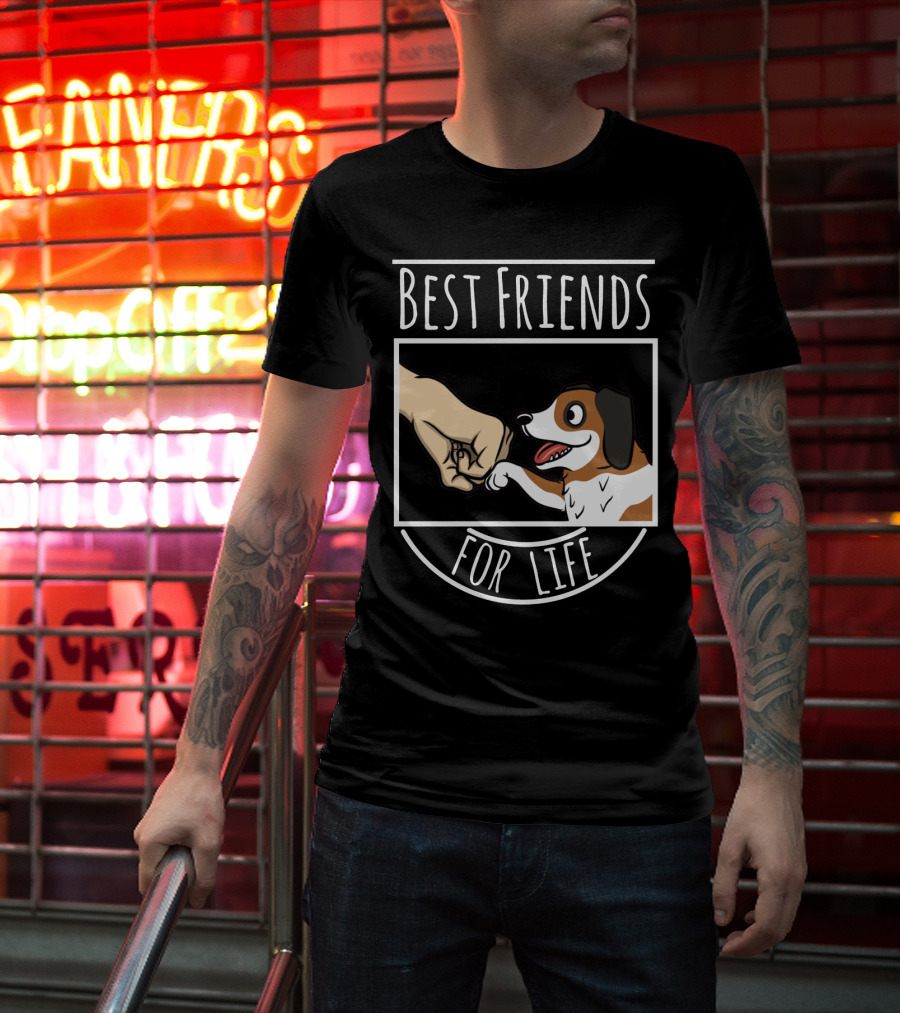 Best Friends For Life St Bernard Dog And Human Fist Bump T-Shirt