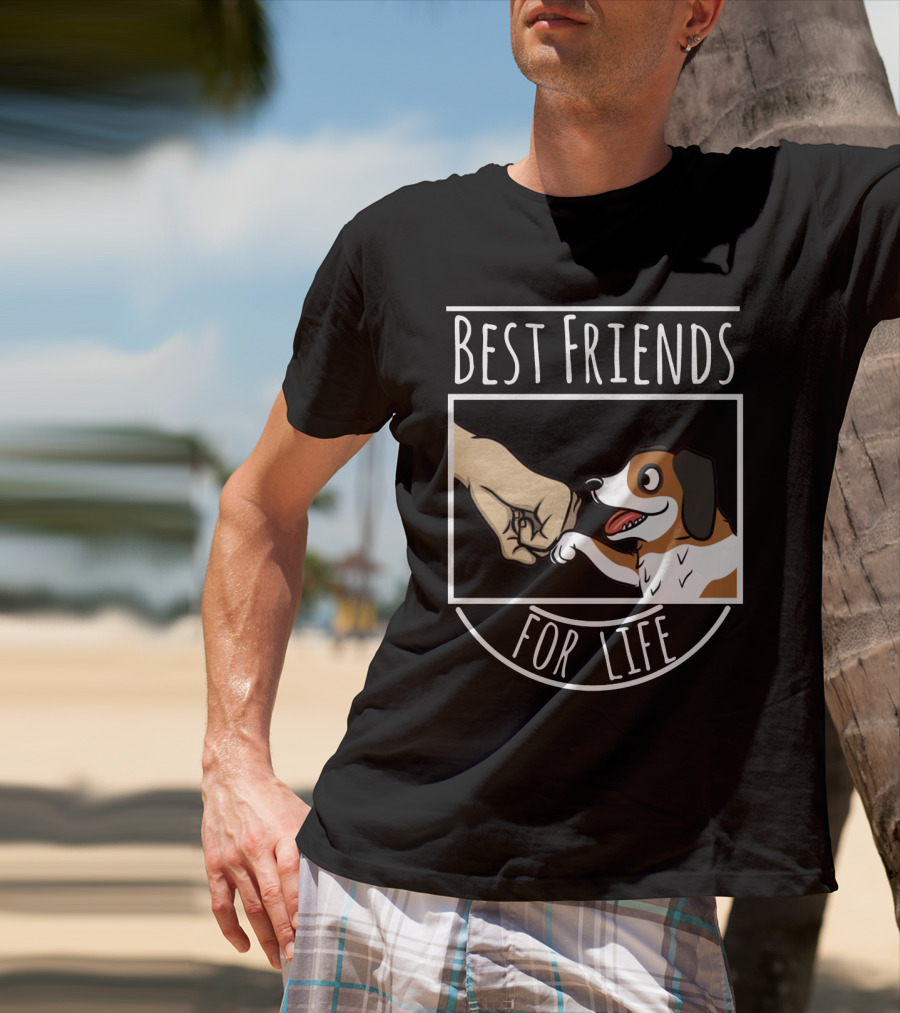 Best Friends For Life St Bernard Dog And Human Fist Bump T-Shirt