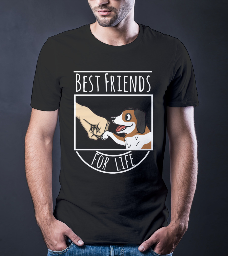 Best Friends For Life St Bernard Dog And Human Fist Bump T-Shirt