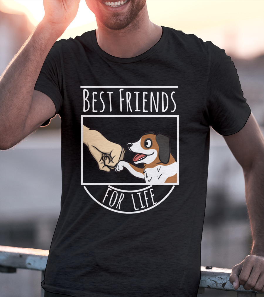 Best Friends For Life St Bernard Dog And Human Fist Bump T-Shirt