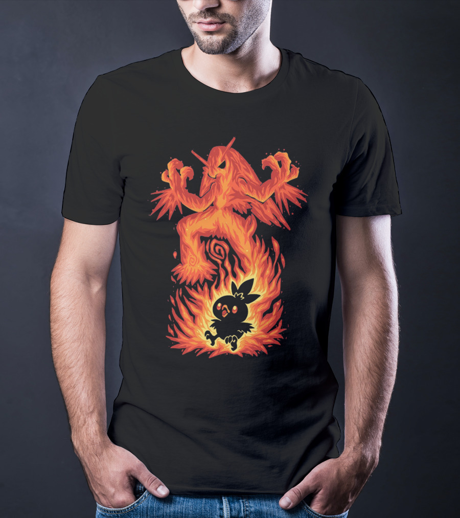 Evolution Pokemon Torchic Blaziken Flames T-Shirt