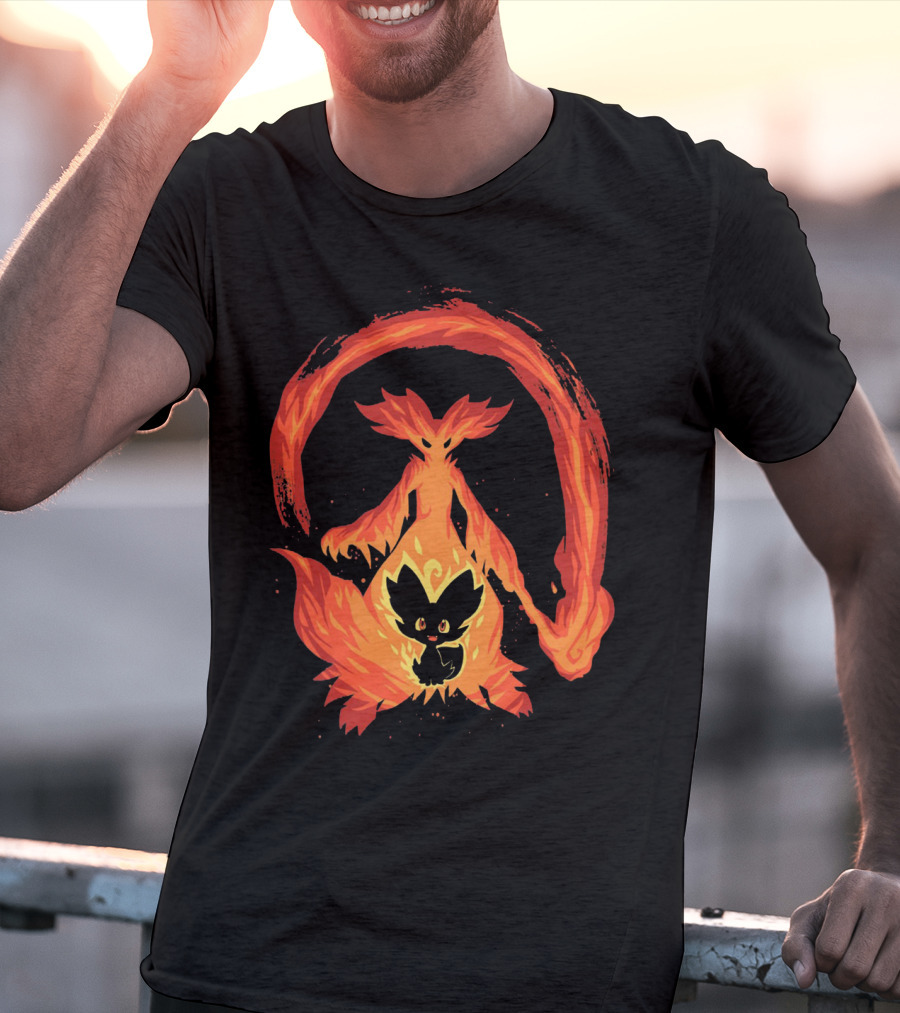 Evolution Pokemon Fire Type Delphox Flame Spiritual Transformation T-Shirt