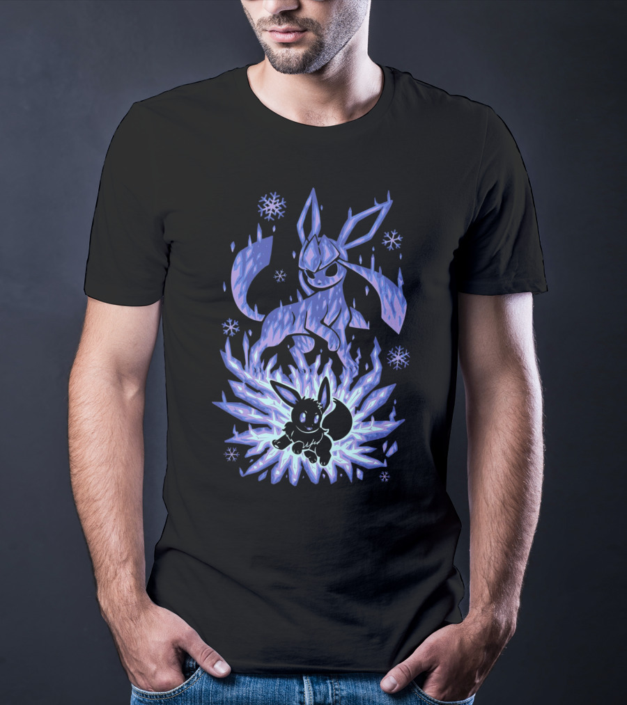 Evolution Pokemon Glaceon Ice Form Transformation T-Shirt