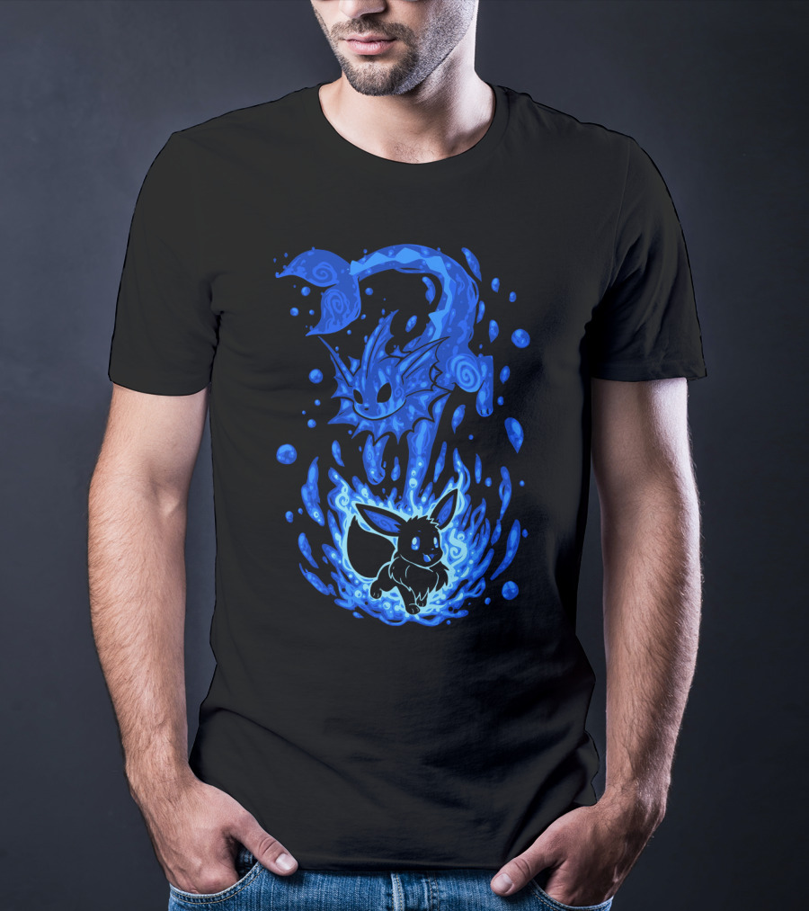 Evolution Pokemon Vaporeon Eevee Transformation Blue Watersplash T-Shirt