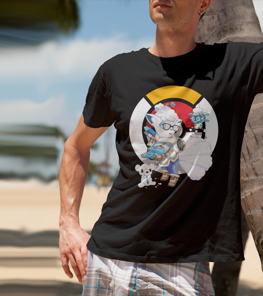 Pokemon X Overwatch Alolan Vulpix With Mei Winter T-Shirt