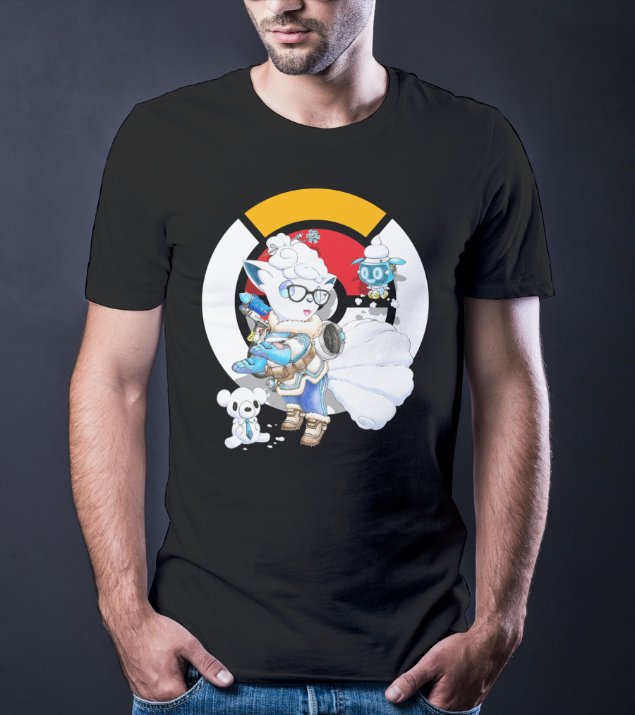Pokemon X Overwatch Alolan Vulpix With Mei Winter T-Shirt