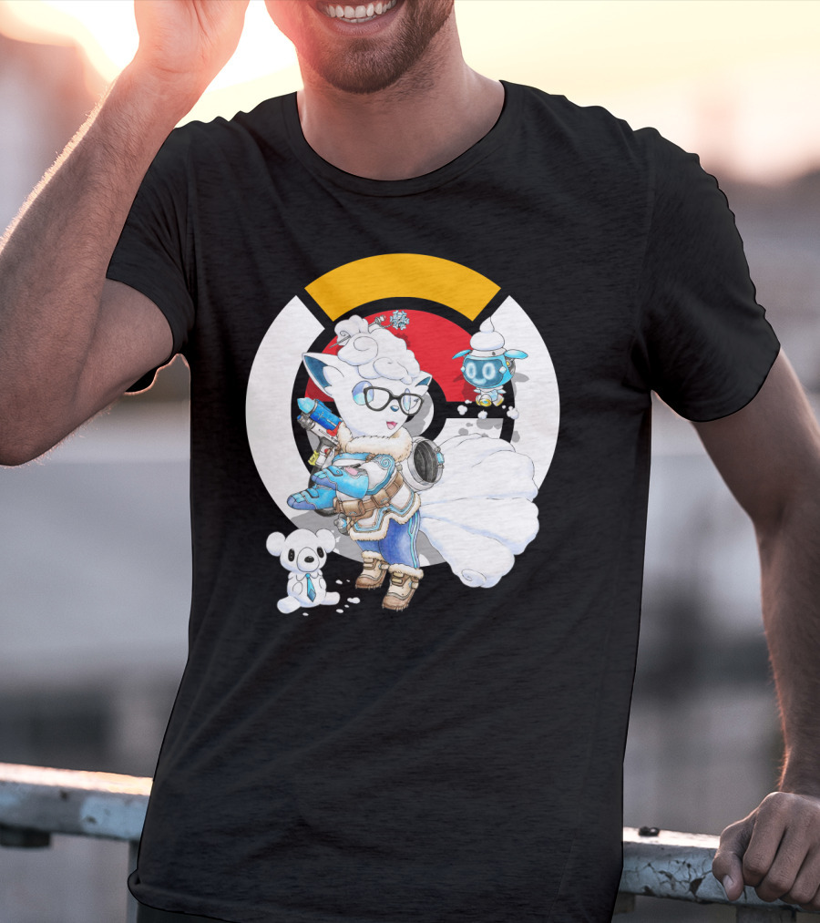 Pokemon X Overwatch Alolan Vulpix With Mei Winter T-Shirt
