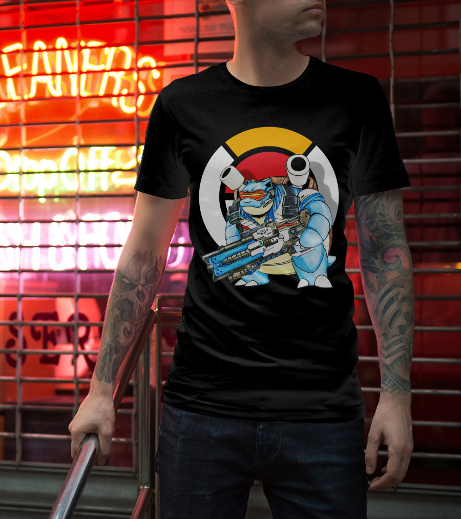 Pokemon X Blastoise X Soldier76 Crossover Fusion T-Shirt