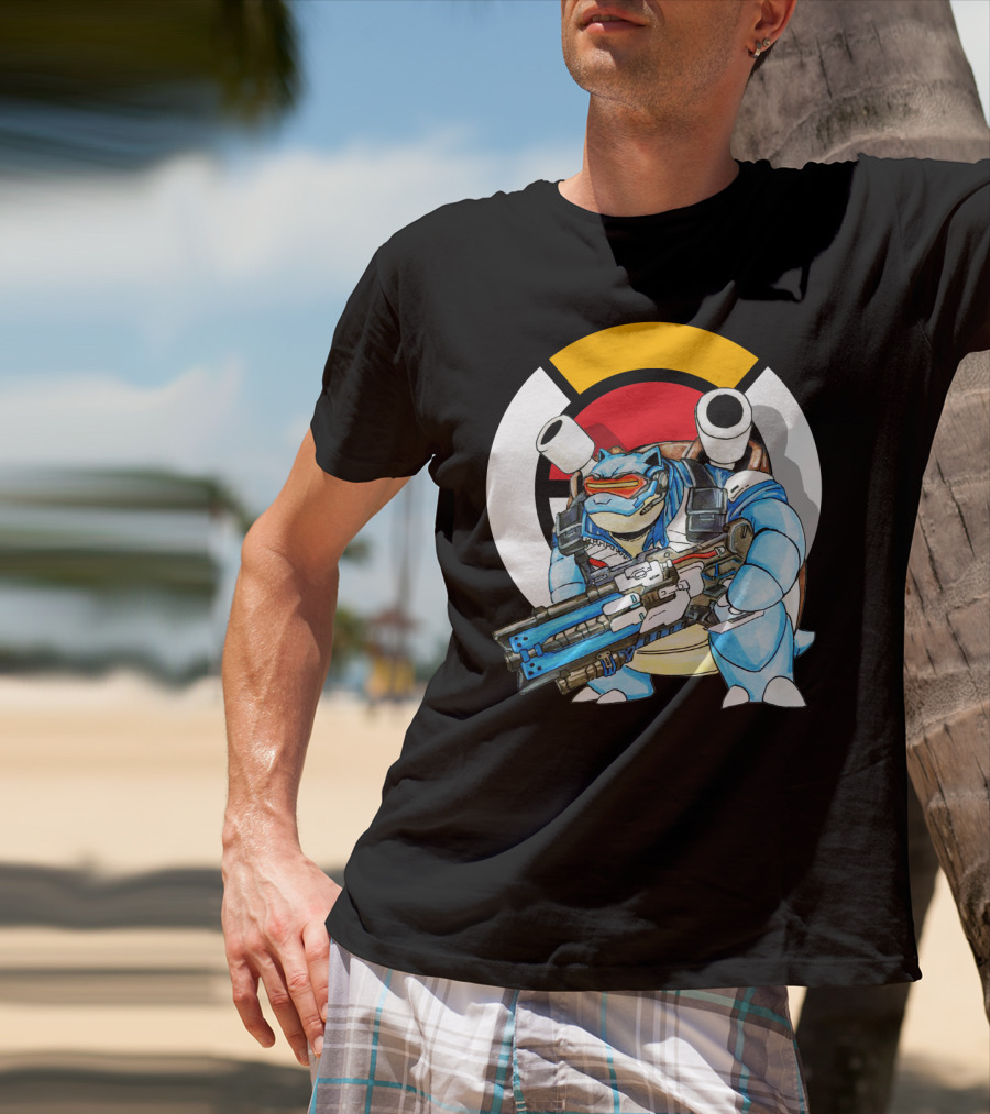 Pokemon X Blastoise X Soldier76 Crossover Fusion T-Shirt