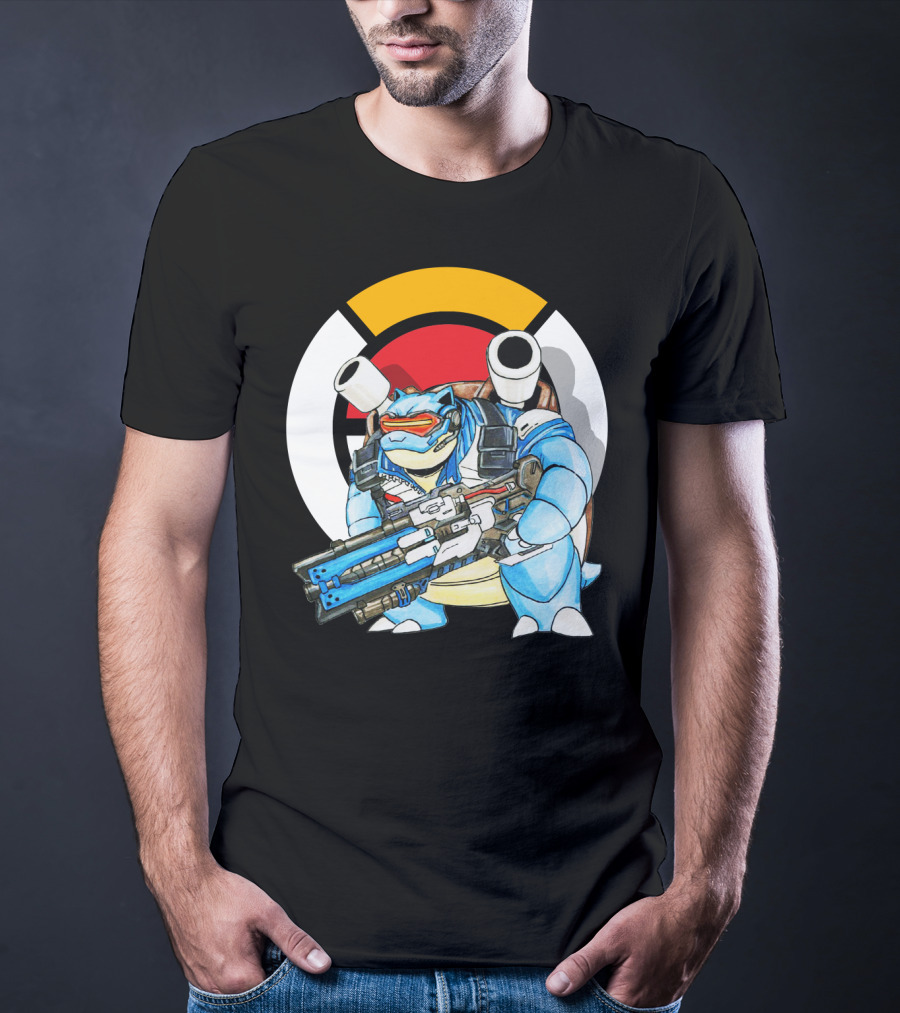 Pokemon X Blastoise X Soldier76 Crossover Fusion T-Shirt
