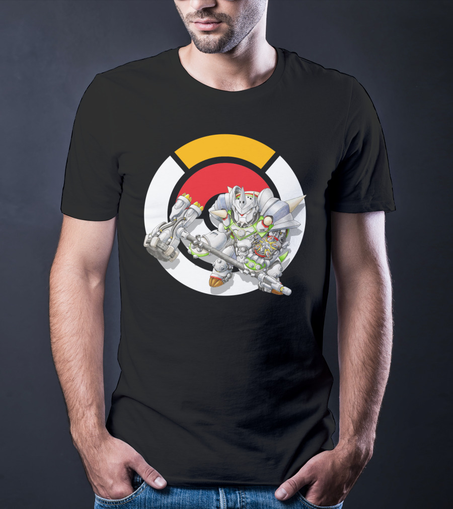 Pokemon X Overwatch Chesnaught Reinhardt Crossover Battle Armor T-Shirt