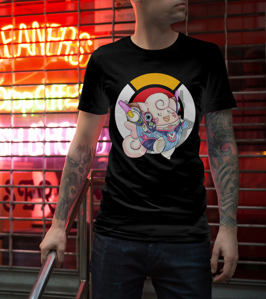 Pokemon Clefairy Overwatch D.va Crossover T-Shirt