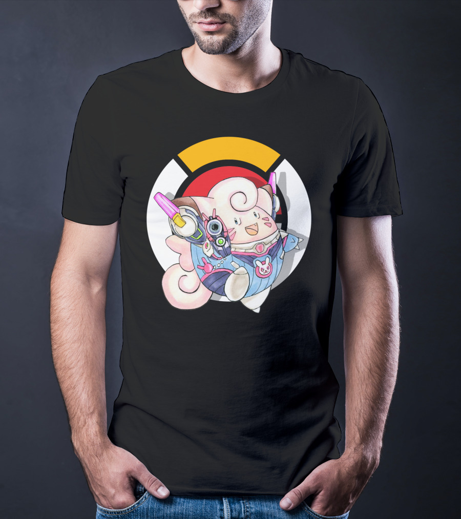 Pokemon Clefairy Overwatch D.va Crossover T-Shirt
