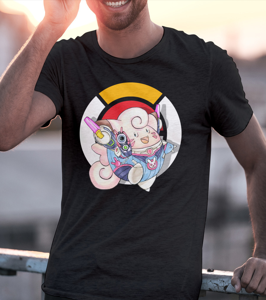 Pokemon Clefairy Overwatch D.va Crossover T-Shirt