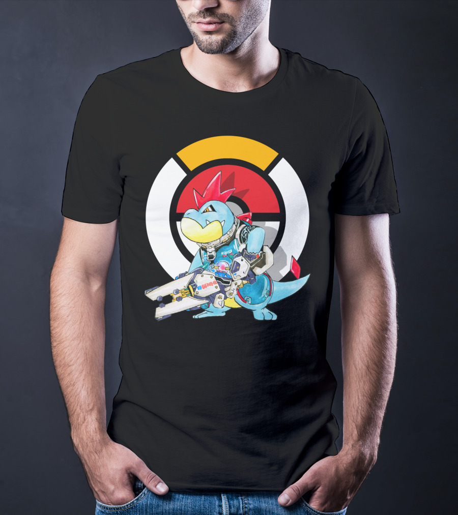 POKEMON CROCONAW ZARYA Crossover With Pokeball Background T-Shirt