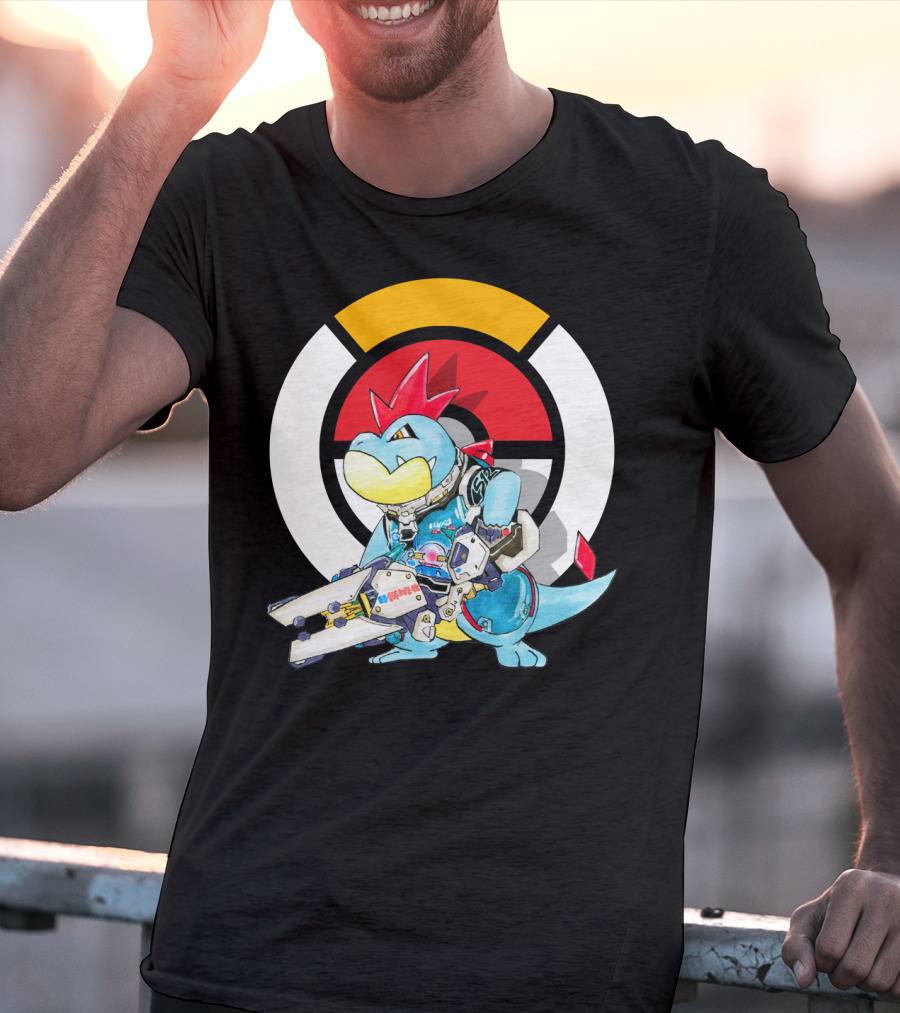 POKEMON CROCONAW ZARYA Crossover With Pokeball Background T-Shirt