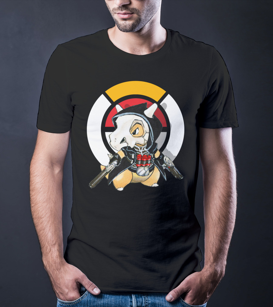 Pokemon X Over Cubone X Reaper Hood Dual Guns T-Shirt