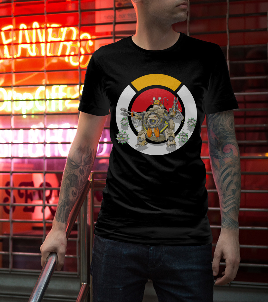 Pokemon X Over Dedenne X Hammond Logo Circle With Ferrothorn T-Shirt