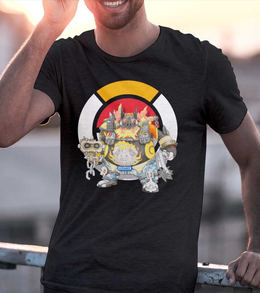 Pokemon X Overwatch Emboar Roadhog Mashup T-Shirt