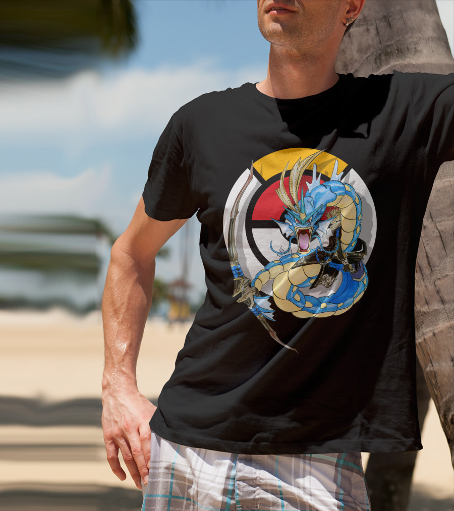 Pokemon Gyarados Hanzo Crossover Bow And Sword Mashup T-Shirt