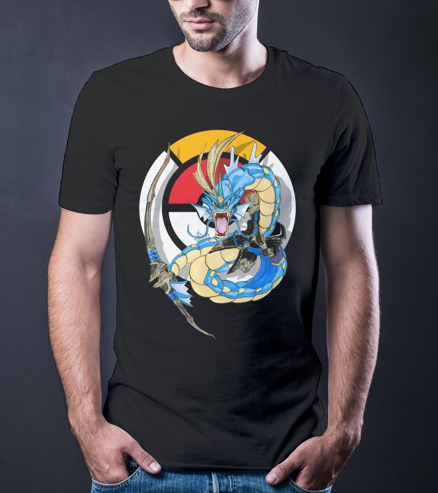 Pokemon Gyarados Hanzo Crossover Bow And Sword Mashup T-Shirt