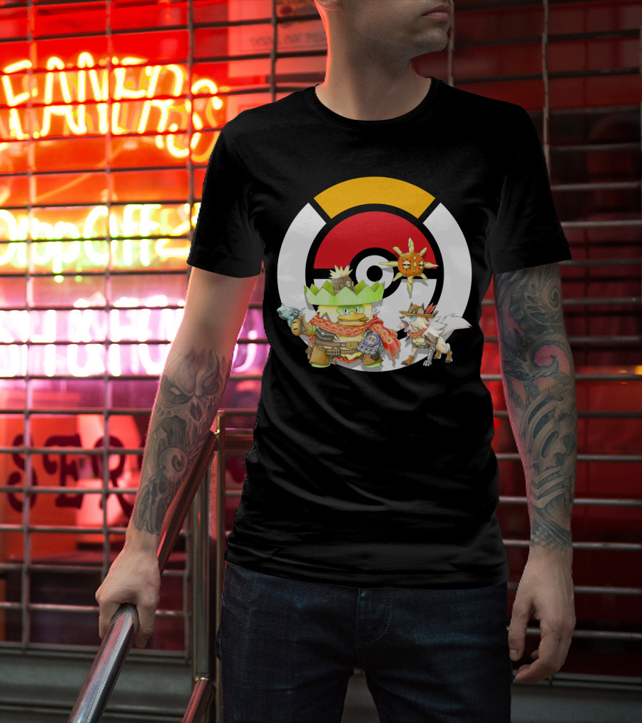 Pokemon X Overwatch Ludicolo Lycanroc Mccree Solrock Crossover T-Shirt