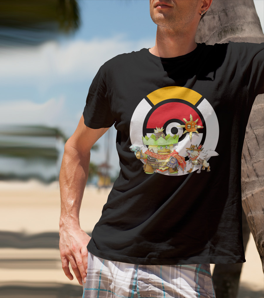 Pokemon X Overwatch Ludicolo Lycanroc Mccree Solrock Crossover T-Shirt
