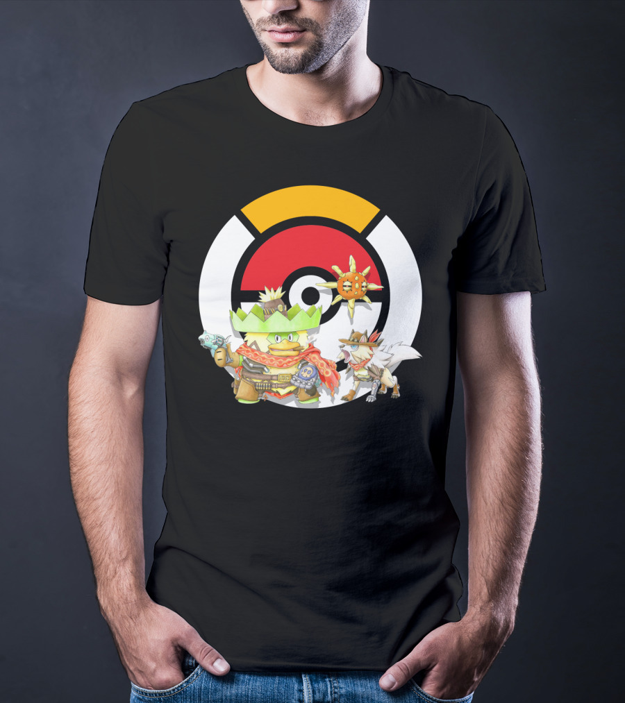 Pokemon X Overwatch Ludicolo Lycanroc Mccree Solrock Crossover T-Shirt