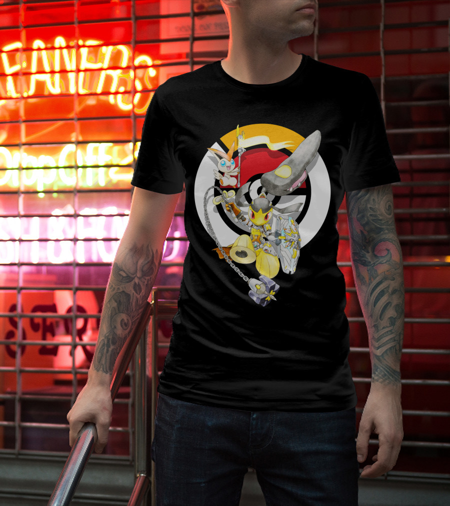 Pokemon Mawile Victini Fusion X Brigitte Crossover Battle Pose T-Shirt