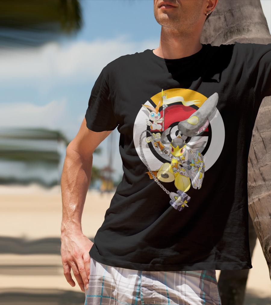 Pokemon Mawile Victini Fusion X Brigitte Crossover Battle Pose T-Shirt